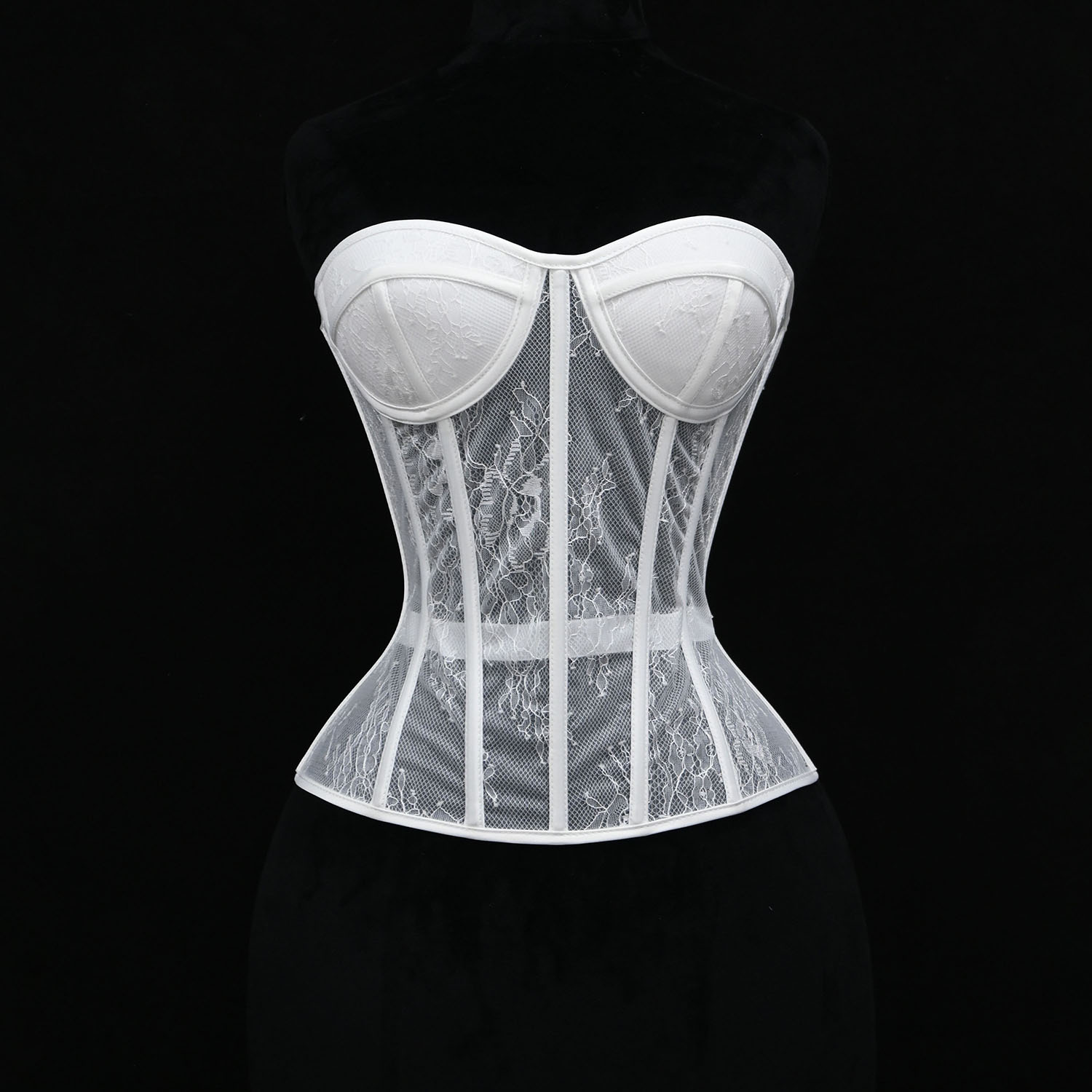 Boning Corset Steel - 스틸본 코르셋 여성용 속이 비치는 스트랩리스