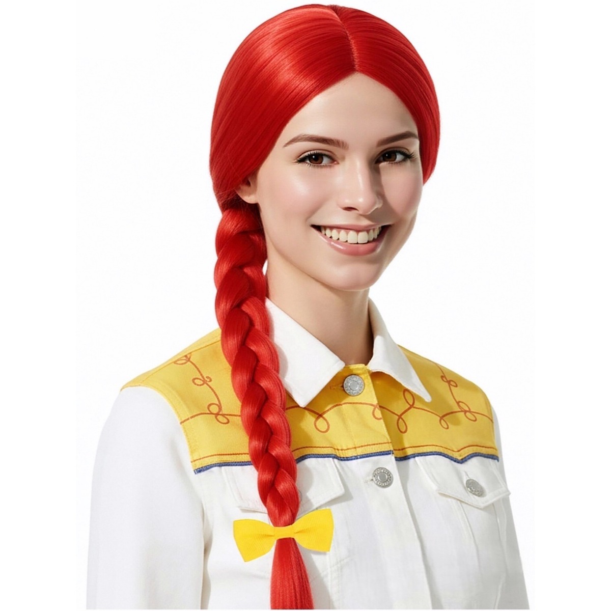 Cosplay Prop Bow - 밝은 빨간색 61cm 긴 직선 가발