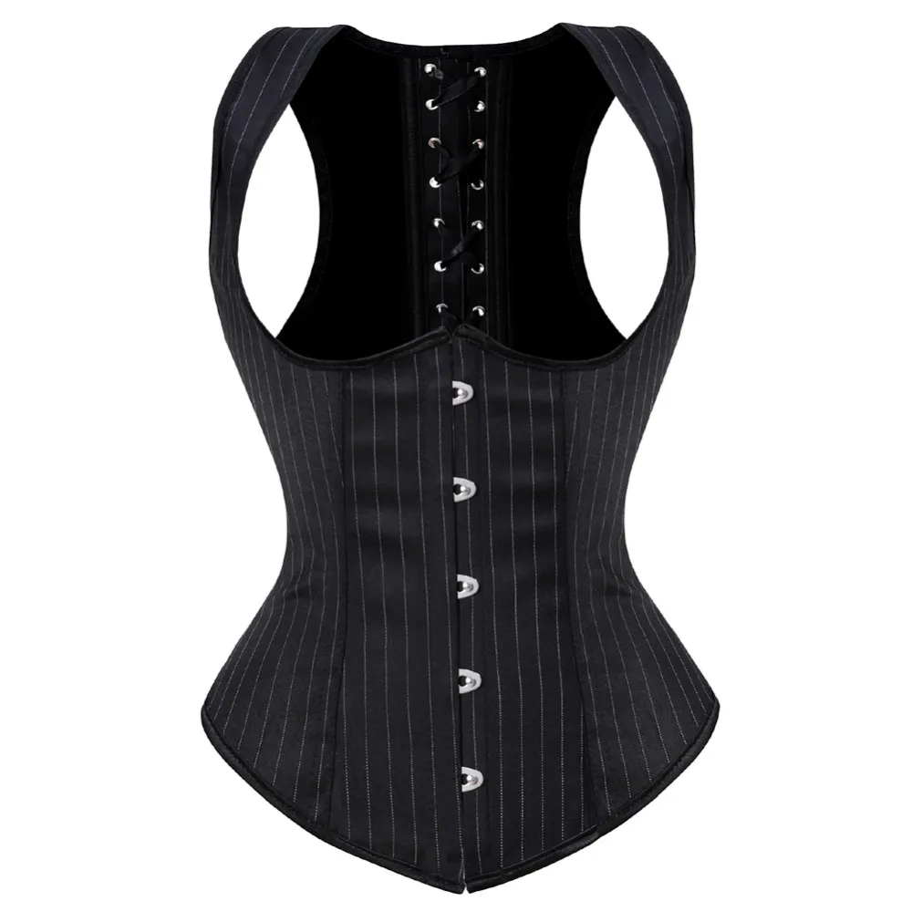 Boning Corset Steel - 여성용 고딕 자카드 언더 버스트 코르셋
