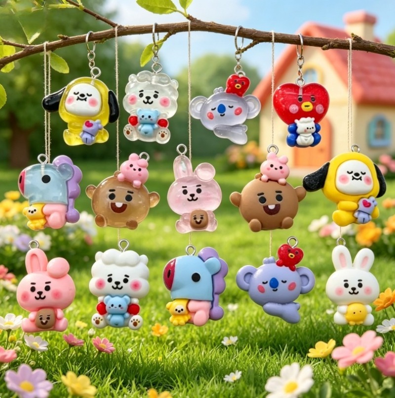 7pcs BT21 수지 만화 참 DIY 액세서리 공예  - Cosplay Prop Diy 리뷰 및 가격
